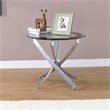 Pemberly Row End Table Coffee Accent Table Round in Glass Top and Metal - Chrome