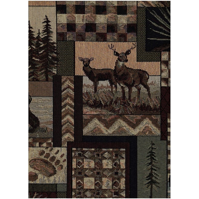 Pemberly Row Full-size Fabric Futon Mattress in Brown Peter's Cabin Print-Frame Not Included