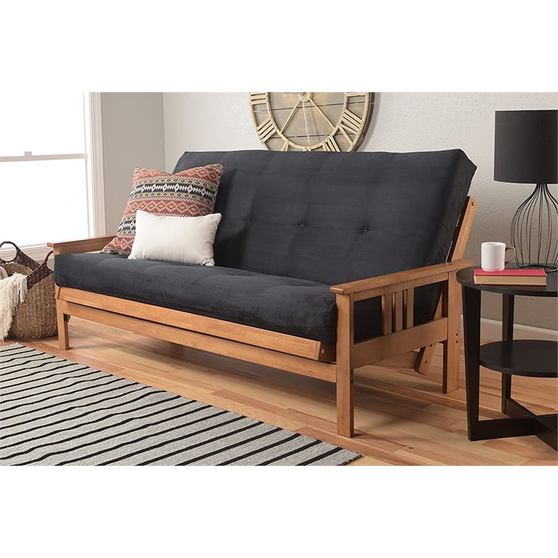 Pemberly Row Full-size Suede Fabric Futon Mattress in Black-Frame Not Included