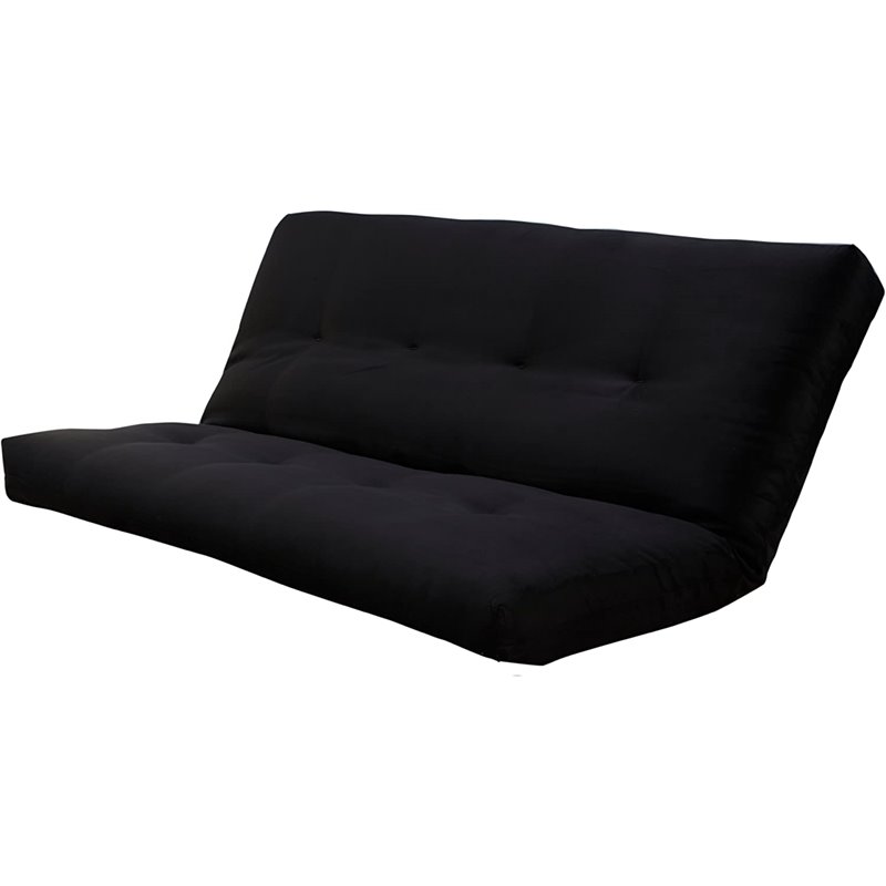 Pemberly Row Full-size Suede Fabric Futon Mattress in Black-Frame Not Included