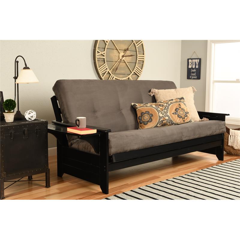 Pemberly Row Full-size Suede Fabric Futon Mattress in Gray-Frame Not Included