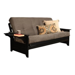 Pemberly Row Full-size Suede Fabric Futon Mattress in Gray-Frame Not Included