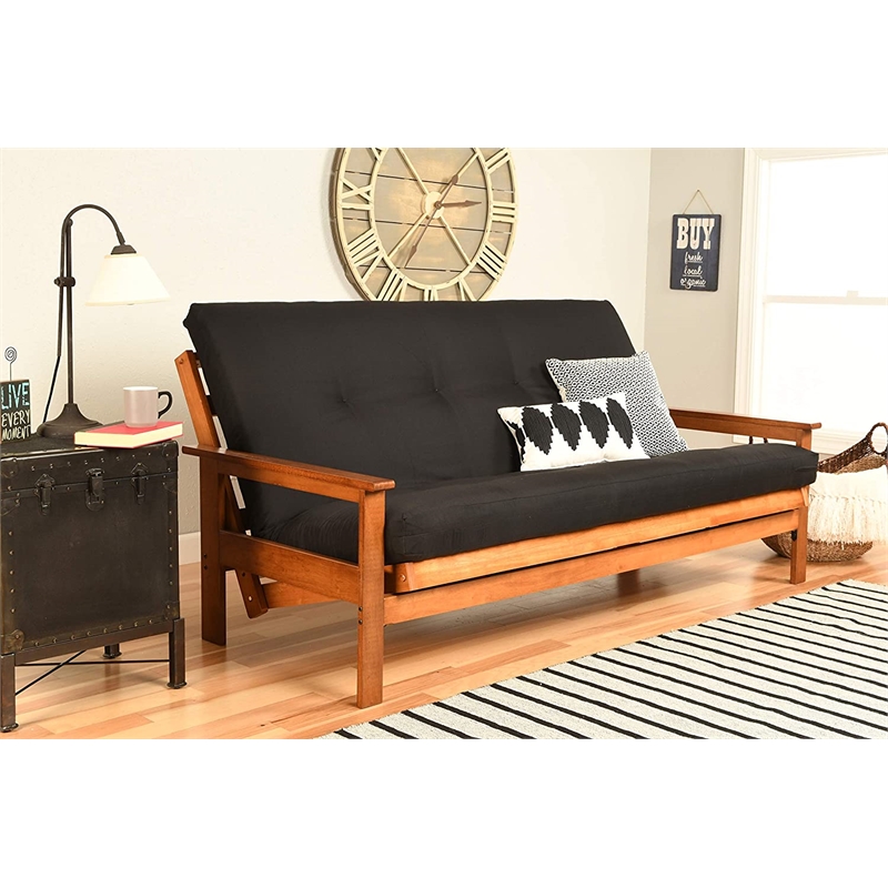 Pemberly Row Full-size Twill Fabric Futon Mattress in Black-Frame Not Included