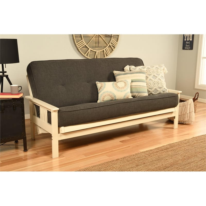 Pemberly Row Full Linen Fabric Futon Mattress in Gray - Frame Not Included