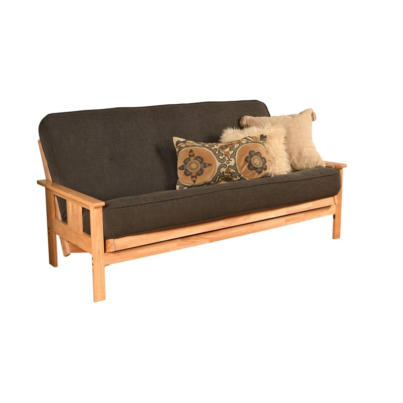 Pemberly Row Full Linen Fabric Futon Mattress in Gray - Frame Not Included