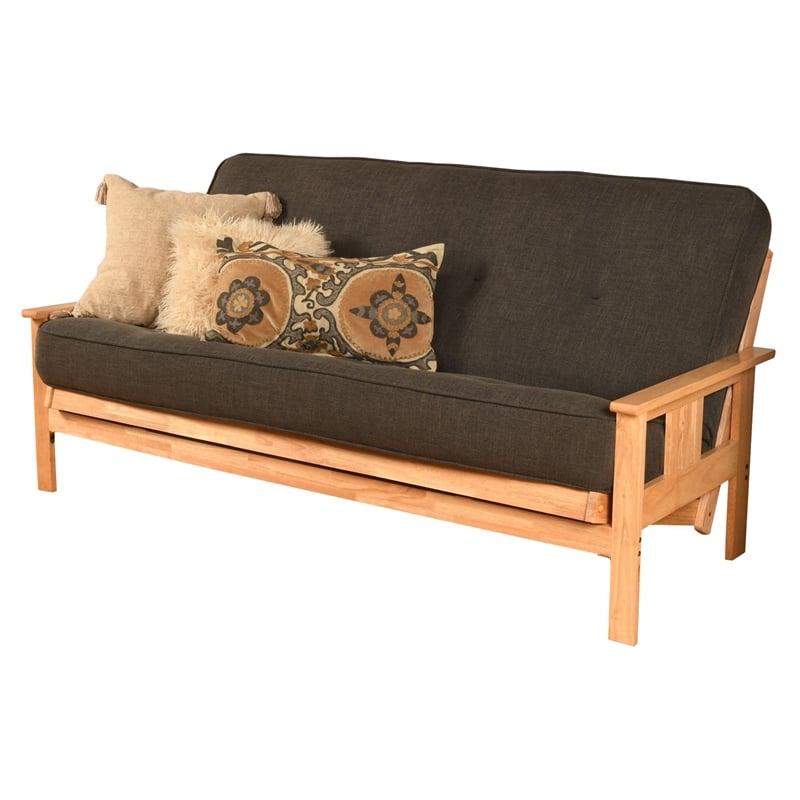 Pemberly Row Full Linen Fabric Futon Mattress in Gray - Frame Not Included