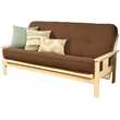Pemberly Row Full Linen Fabric Futon Mattress in Cocoa Brown-Frame Not Included