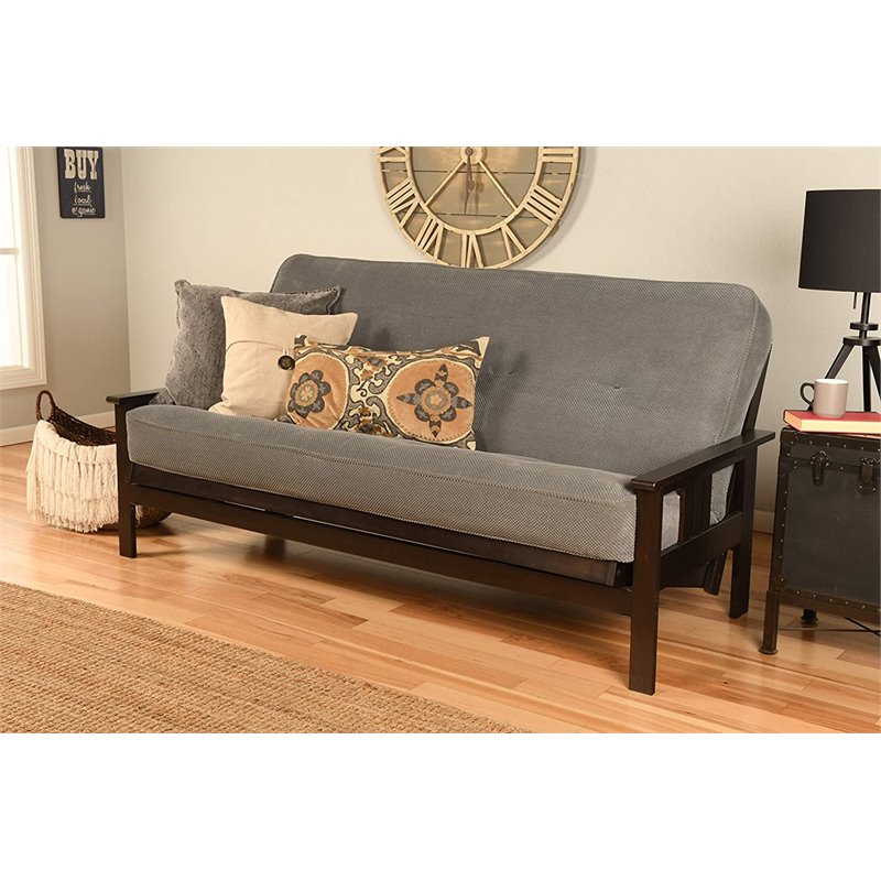 Pemberly Row Full Fabric Futon Mattress in Marmont Thunder Blue-Frame Not Included