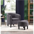 Pemberly Row Contemporary Fabric Accent Chair with Ottoman in Gray