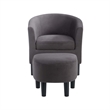 Pemberly Row Contemporary Fabric Accent Chair with Ottoman in Gray