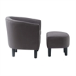 Pemberly Row Contemporary Fabric Accent Chair with Ottoman in Gray