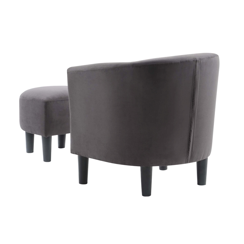 Pemberly Row Contemporary Fabric Accent Chair with Ottoman in Gray
