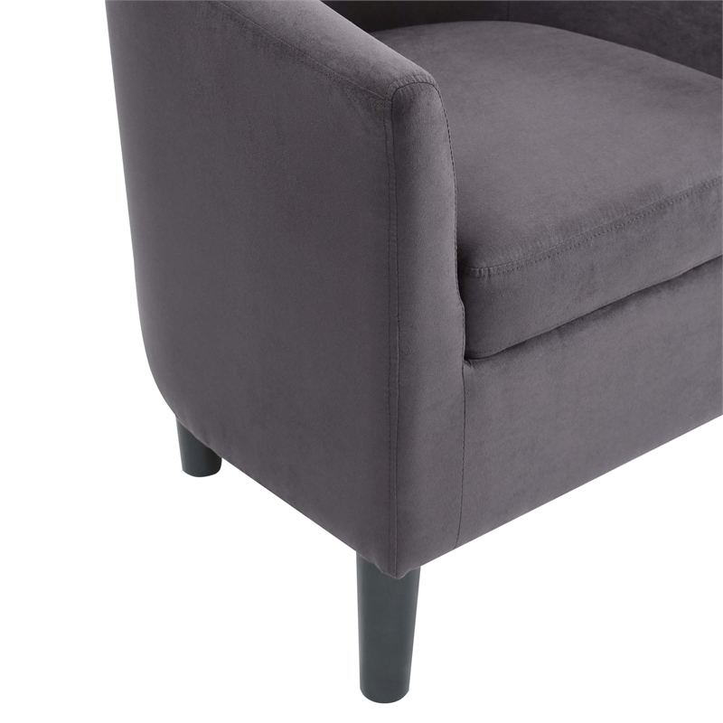 Pemberly Row Contemporary Fabric Accent Chair with Ottoman in Gray