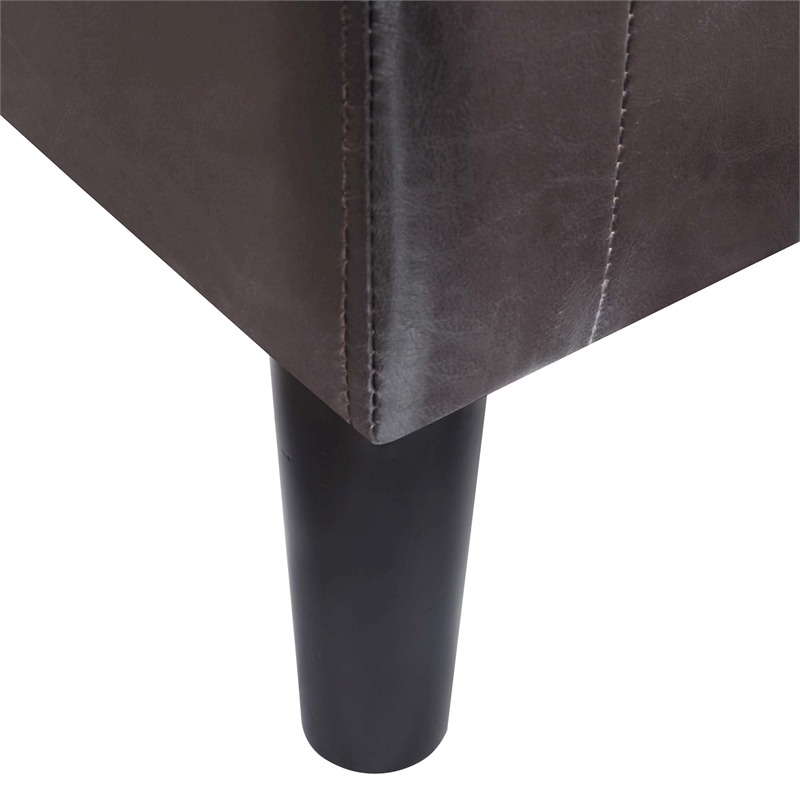 Pemberly Row Contemporary Faux Leather Accent Chair with Ottoman in Espresso