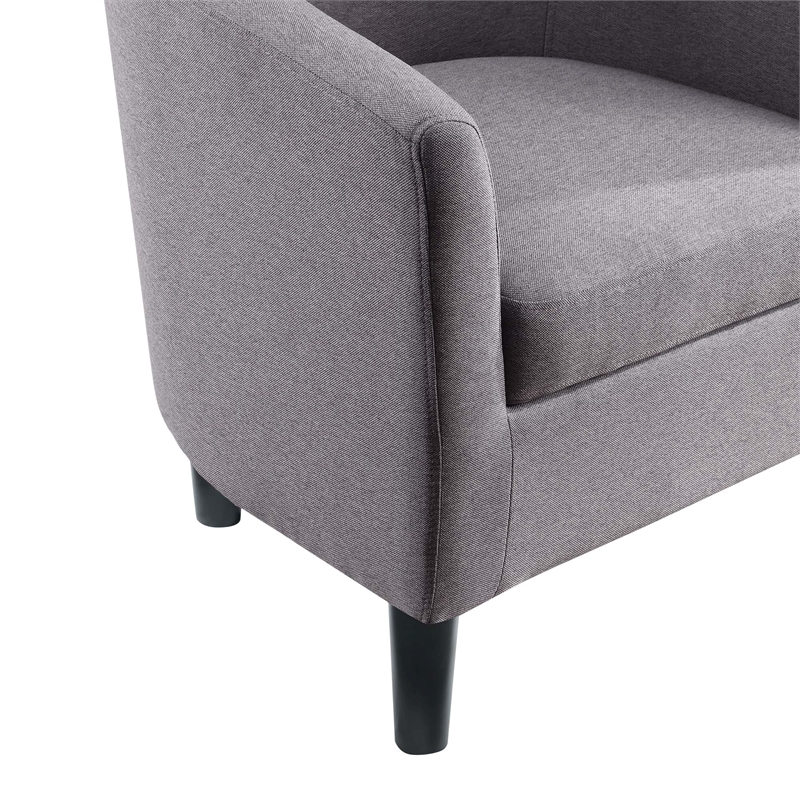 Pemberly Row Contemporary Fabric Accent Chair with Ottoman in Cement Gray