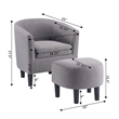 Pemberly Row Contemporary Fabric Accent Chair with Ottoman in Cement Gray