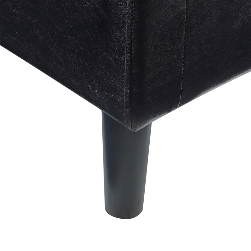 Pemberly Row Contemporary Faux Leather Accent Chair with Ottoman in Black