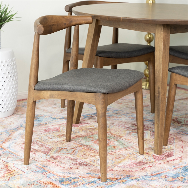 Pemberly Row 5-Piece Mid-Century Solid Wood Dining Set with 4 Chairs in Gray