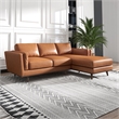 Pemberly Row Mid-Century Genuine Leather Right Facing Sectional Sofa in Tan