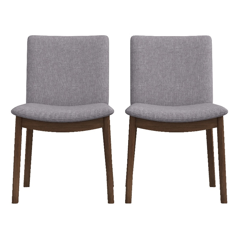 Pemberly Row Mid Century Modern Fabric Dining Chair in Light Grey (Set of 2)