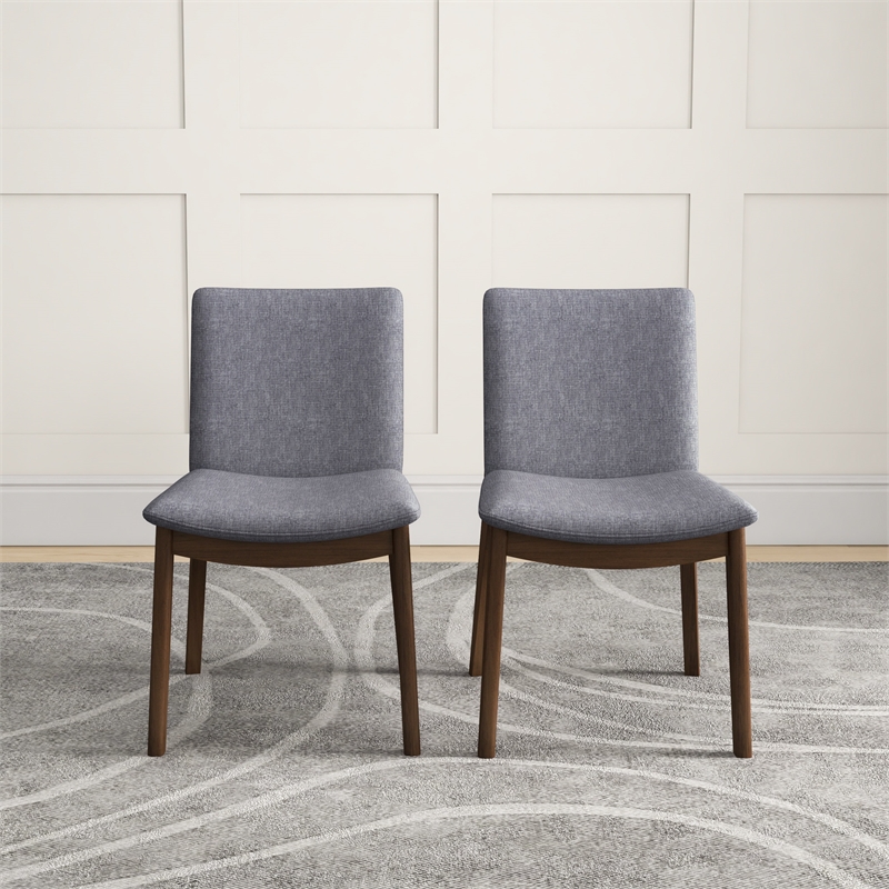 Pemberly Row Mid Century Modern Fabric Dining Chair in Light Grey (Set of 2)