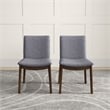 Pemberly Row Mid Century Modern Fabric Dining Chair in Light Grey (Set of 2)