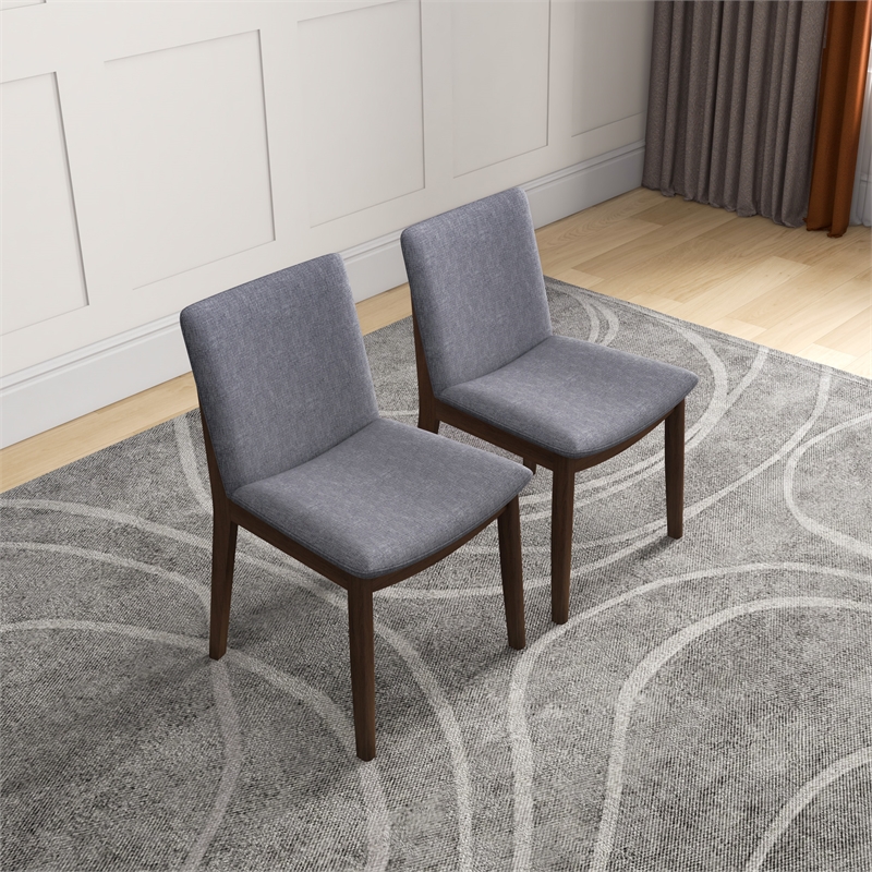 Pemberly Row Mid Century Modern Fabric Dining Chair in Light Grey (Set of 2)