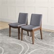 Pemberly Row Mid Century Modern Fabric Dining Chair in Light Grey (Set of 2)