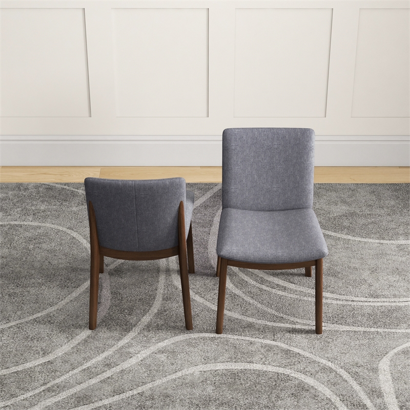 Pemberly Row Mid Century Modern Fabric Dining Chair in Light Grey (Set of 2)