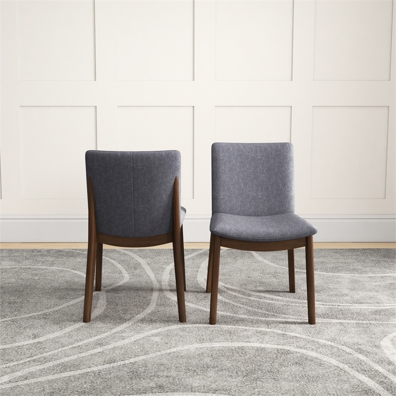 Pemberly Row Mid Century Modern Fabric Dining Chair in Light Grey (Set of 2)