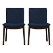Pemberly Row Mid-Century Modern Fabric Dining Chair in Navy Blue (Set of 2)