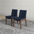 Pemberly Row Mid-Century Modern Fabric Dining Chair in Navy Blue (Set of 2)