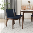 Pemberly Row Mid-Century Modern Fabric Dining Chair in Navy Blue (Set of 2)