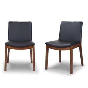 Pemberly Row Faux Leather Dining Chair in Black (Set of 2)