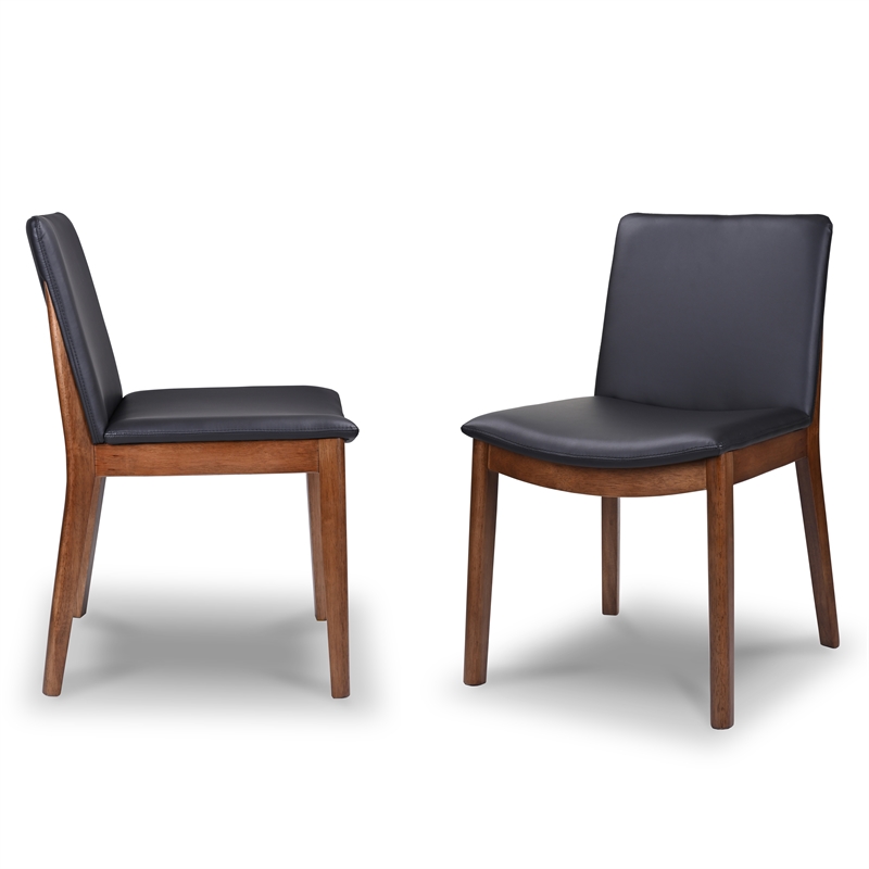 Pemberly Row Faux Leather Dining Chair in Black (Set of 2)