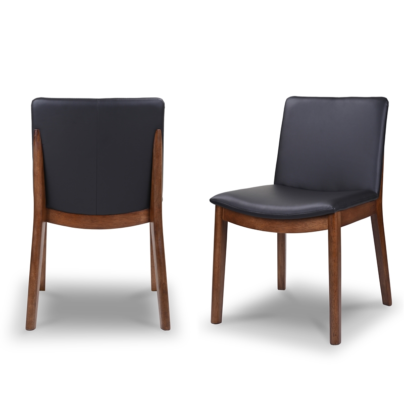 Pemberly Row Faux Leather Dining Chair in Black (Set of 2)