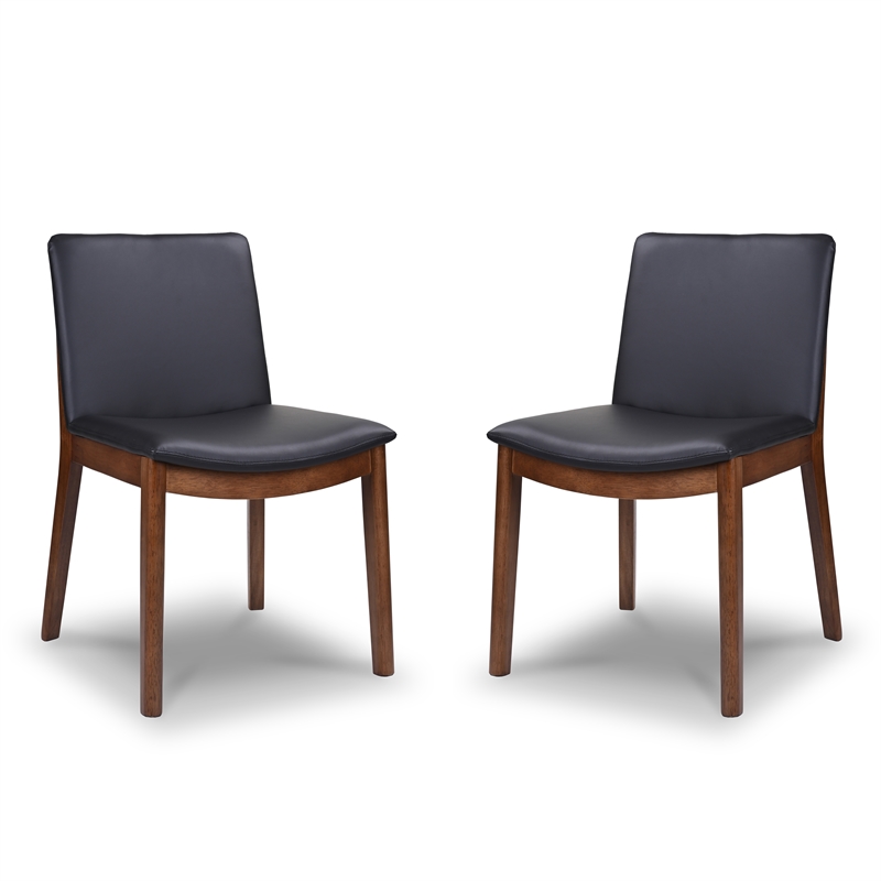 Pemberly Row Faux Leather Dining Chair in Black (Set of 2)