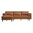 Pemberly Row Mid-Century Leather Cushion-Back Left-Facing Sectional in Tan