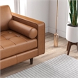 Pemberly Row Mid-Century Leather Cushion-Back Left-Facing Sectional in Tan