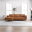 Pemberly Row Mid-Century Leather Cushion-Back Left-Facing Sectional in Tan