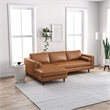 Pemberly Row Mid-Century Leather Cushion-Back Left-Facing Sectional in Tan