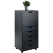 Pemberly Row 5-Drawer Tall Door Contemporary Wood Storage Cabinet in Black