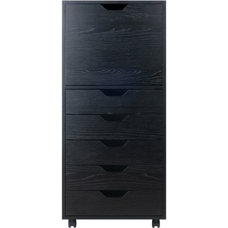 Pemberly Row 5-Drawer Tall Door Contemporary Wood Storage Cabinet in Black