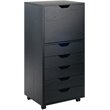 Pemberly Row 5-Drawer Tall Door Contemporary Wood Storage Cabinet in Black