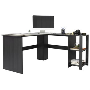 pemberly row wooden l-shaped corner computer desk in black