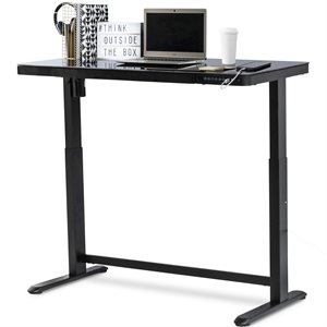 pemberly row electric glass top standing desk in black
