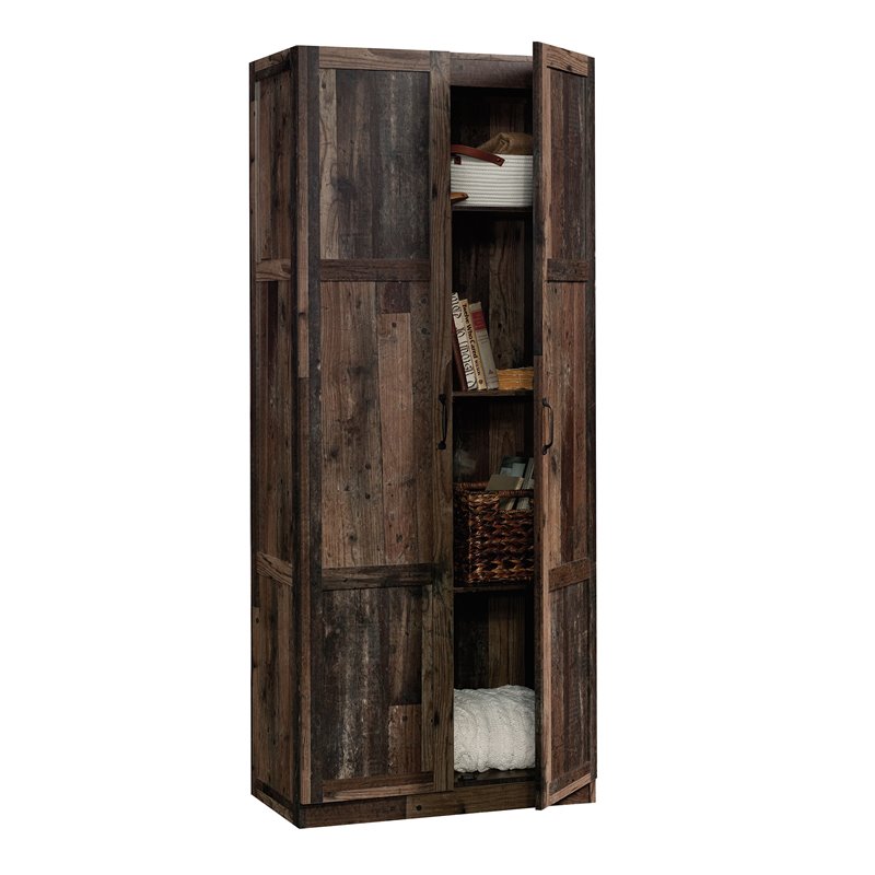 Pemberly Row 2-Door Engineered Wood Storage Cabinet in Reclaimed Pine/Brown