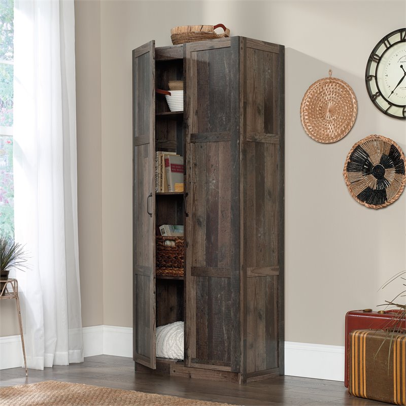 Pemberly Row 2-Door Engineered Wood Storage Cabinet in Reclaimed Pine/Brown