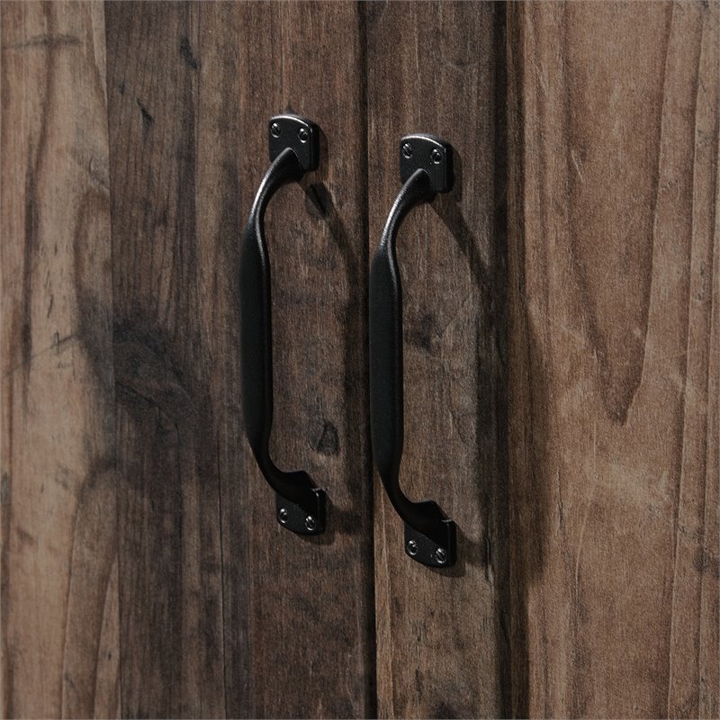 Pemberly Row Engineered Wood Wardrobe Armoire in Rustic Reclaimed Pine/Brown