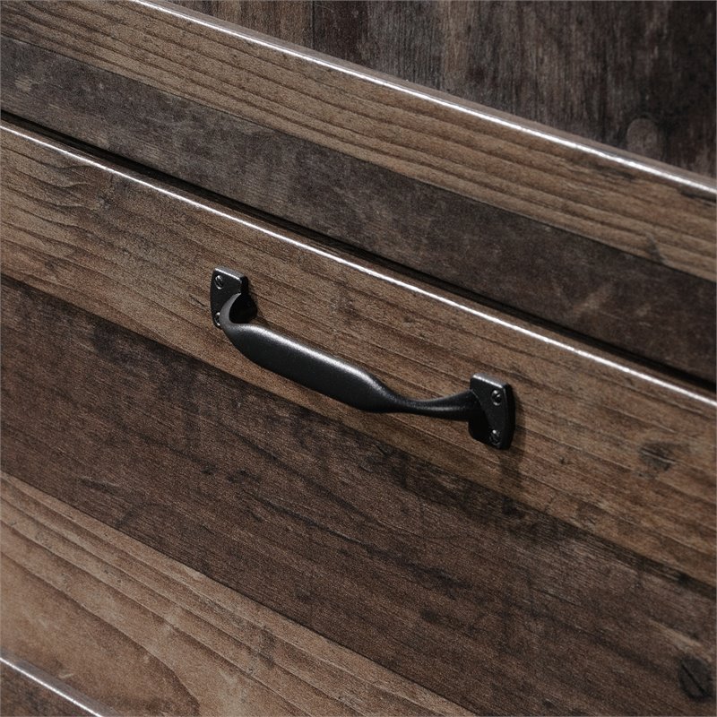 Pemberly Row Engineered Wood Wardrobe Armoire in Rustic Reclaimed Pine/Brown